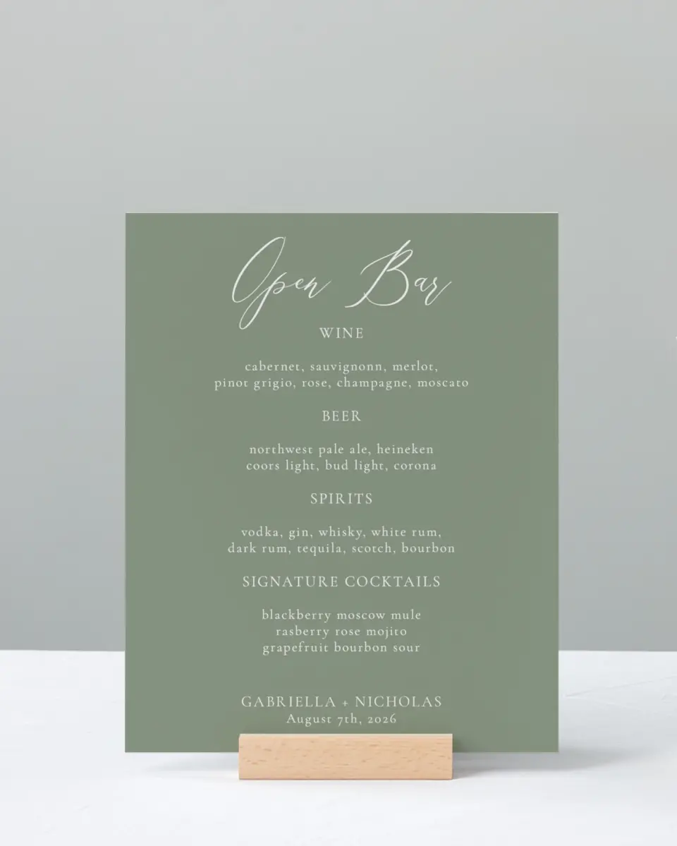 This is a 8" x 10" Menu Sign called Minimalist Type printed in full color