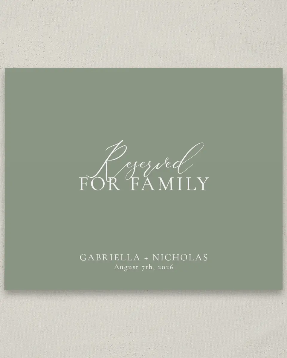This is a 8" x 10" Reserved Seating Sign called Minimalist Type printed in full color