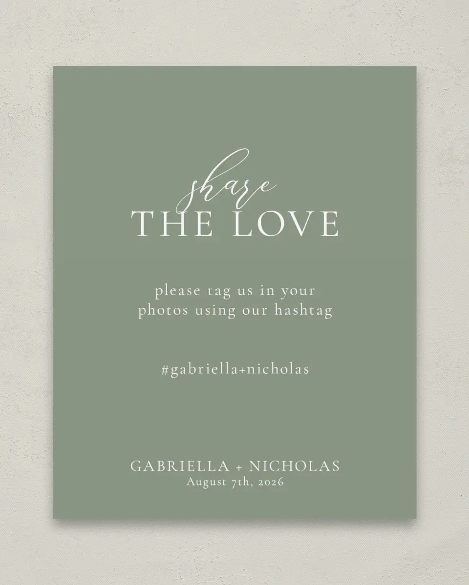 This is a 8" x 10" Share the Love Sign called Minimalist Type printed in full color with Silver foil