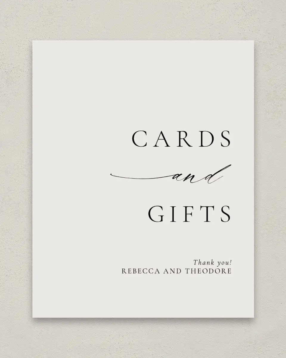 This is a 8" x 10" Cards & Gifts Sign called Simply Elegant printed in full color