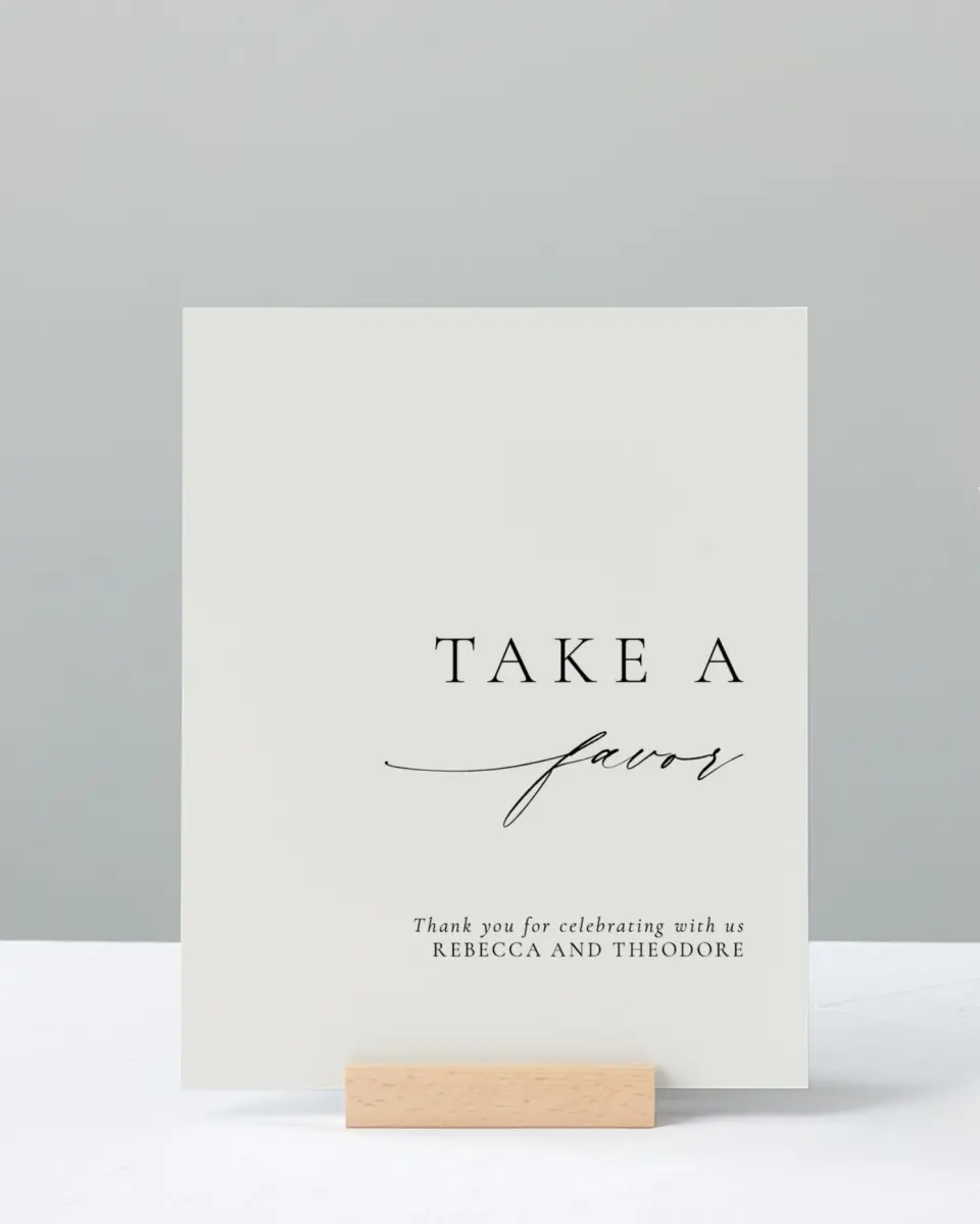 This is a 8" x 10" Favor Sign called Simply Elegant printed in full color