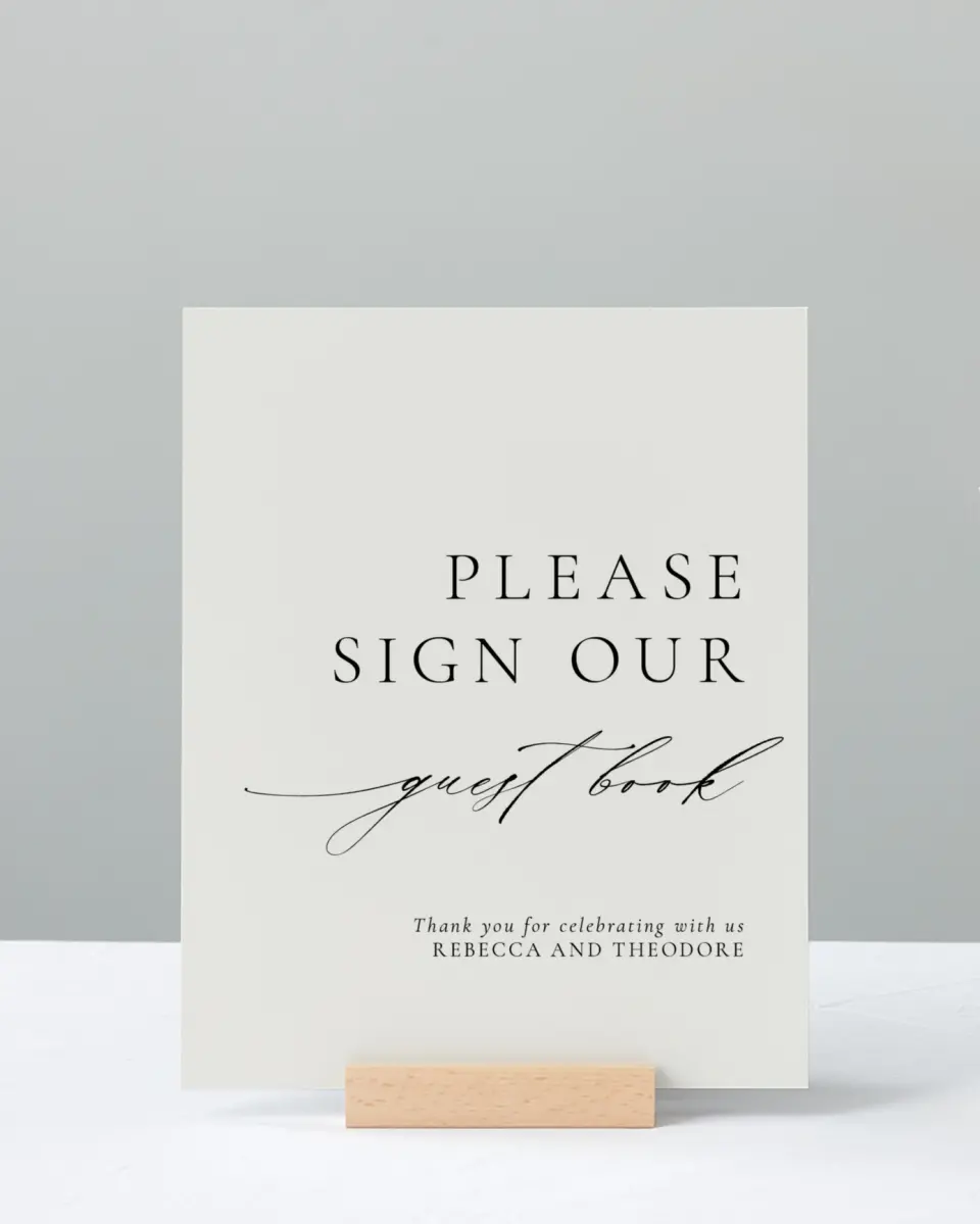 This is a 8" x 10" Guest Book Sign called Simply Elegant printed in full color