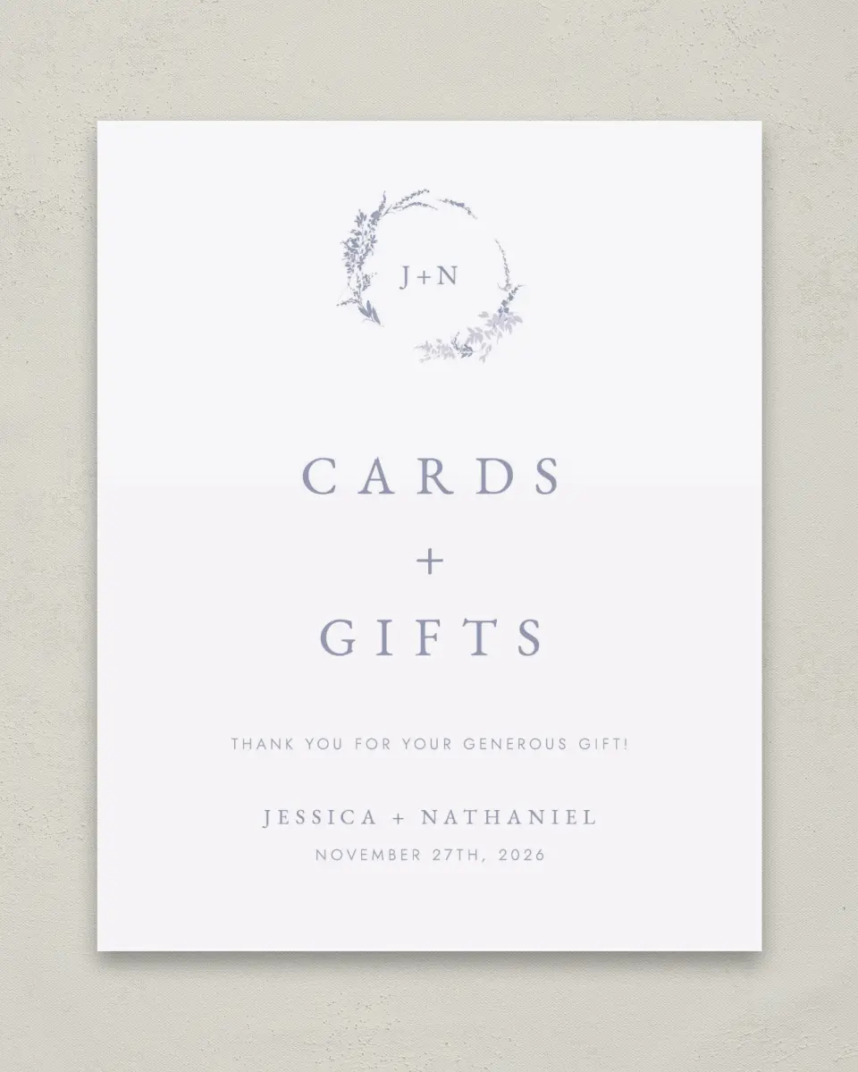 This is a 8" x 10" Cards & Gifts Sign called Dainty Wreath printed in full color