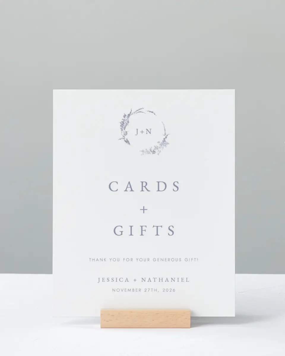 This is a 8" x 10" Cards & Gifts Sign called Dainty Wreath printed in full color