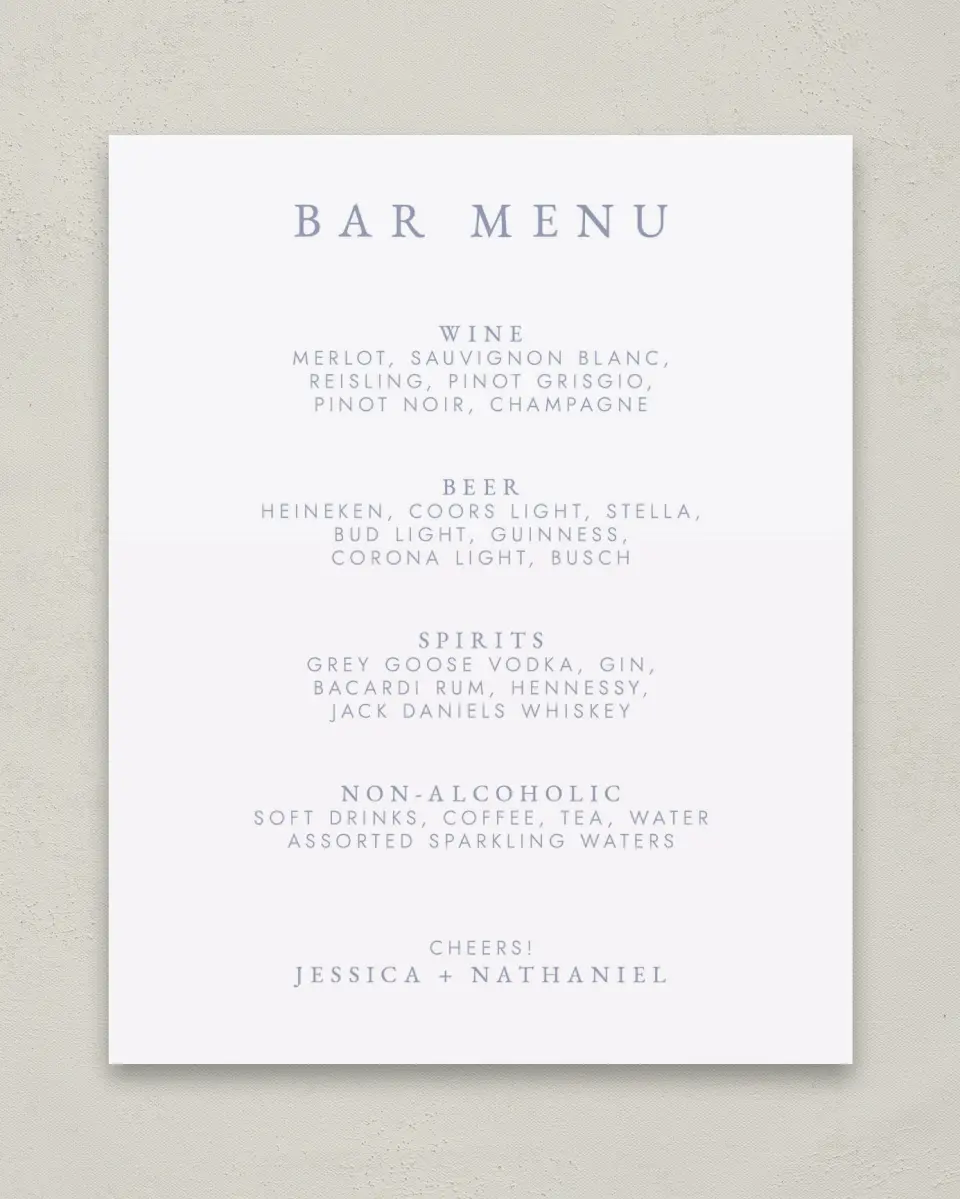 This is a 8" x 10" Menu Sign called Dainty Wreath printed in full color