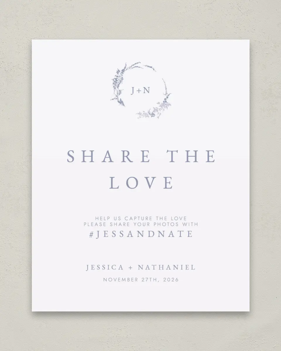 This is a 8" x 10" Share the Love Sign called Dainty Wreath printed in full color with Silver foil
