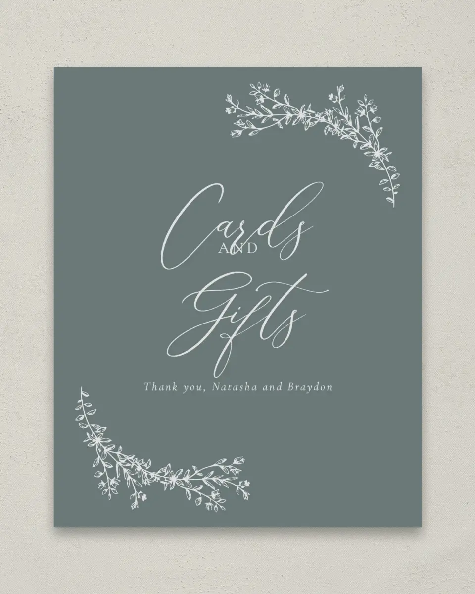 This is a 8" x 10" Cards & Gifts Sign called Timeless Order printed in full color