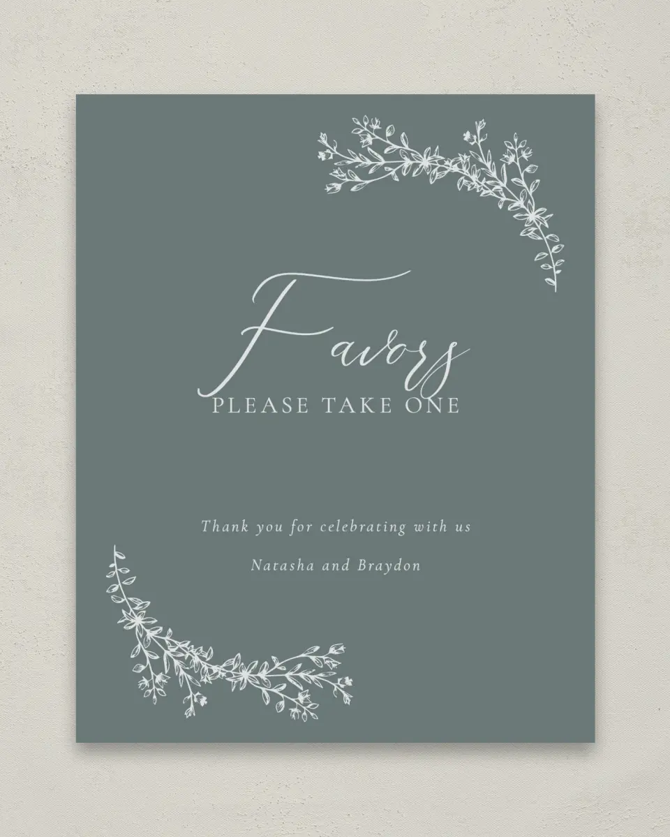 This is a 8" x 10" Favor Sign called Timeless Order printed in full color