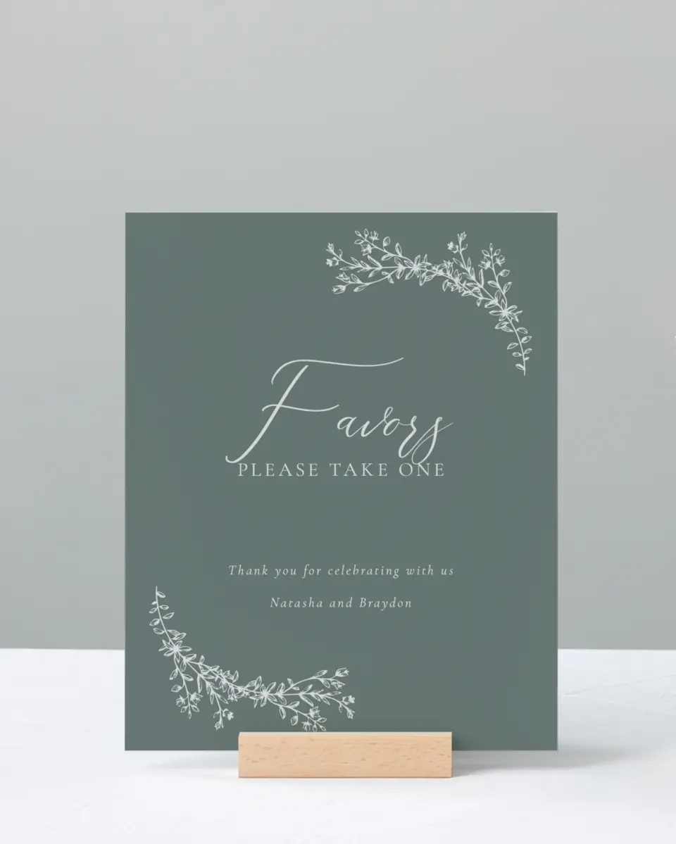 This is a 8" x 10" Favor Sign called Timeless Order printed in full color