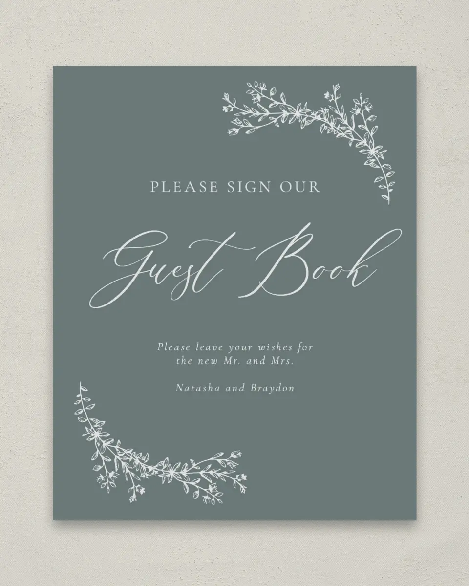 This is a 8" x 10" Guest Book Sign called Timeless Order printed in full color