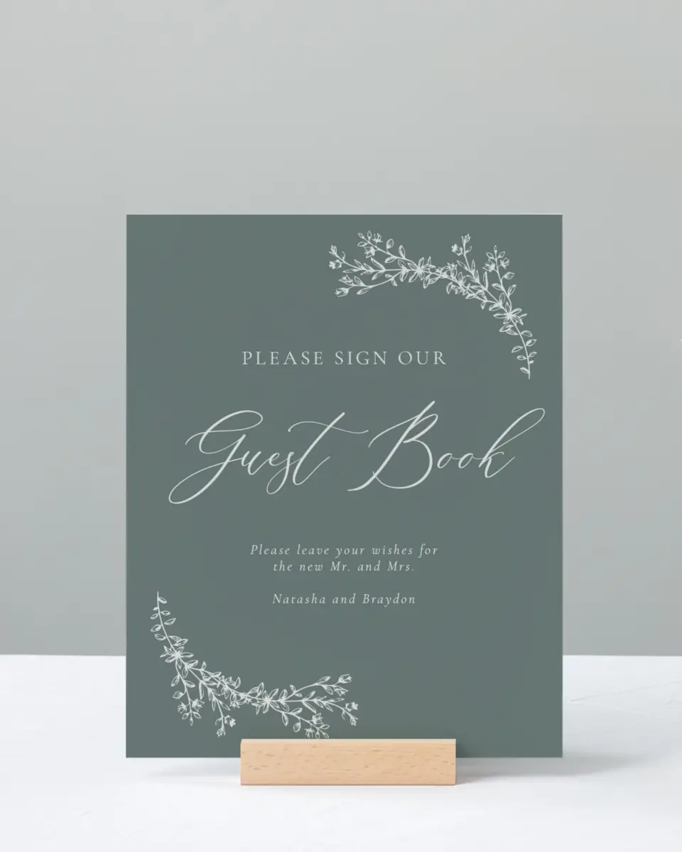 This is a 8" x 10" Guest Book Sign called Timeless Order printed in full color