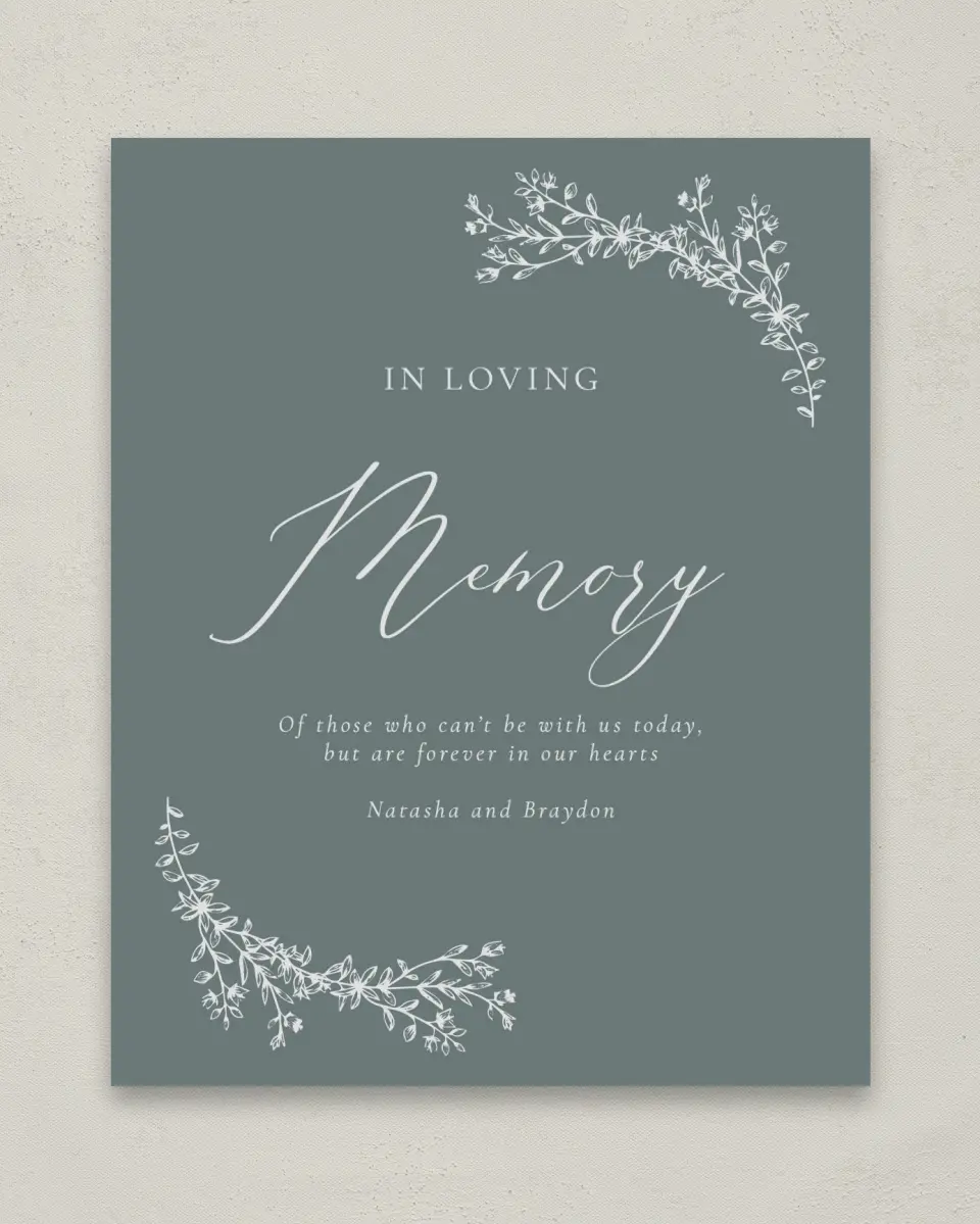 This is a 8" x 10" Loving Memory Sign called Timeless Order printed in full color