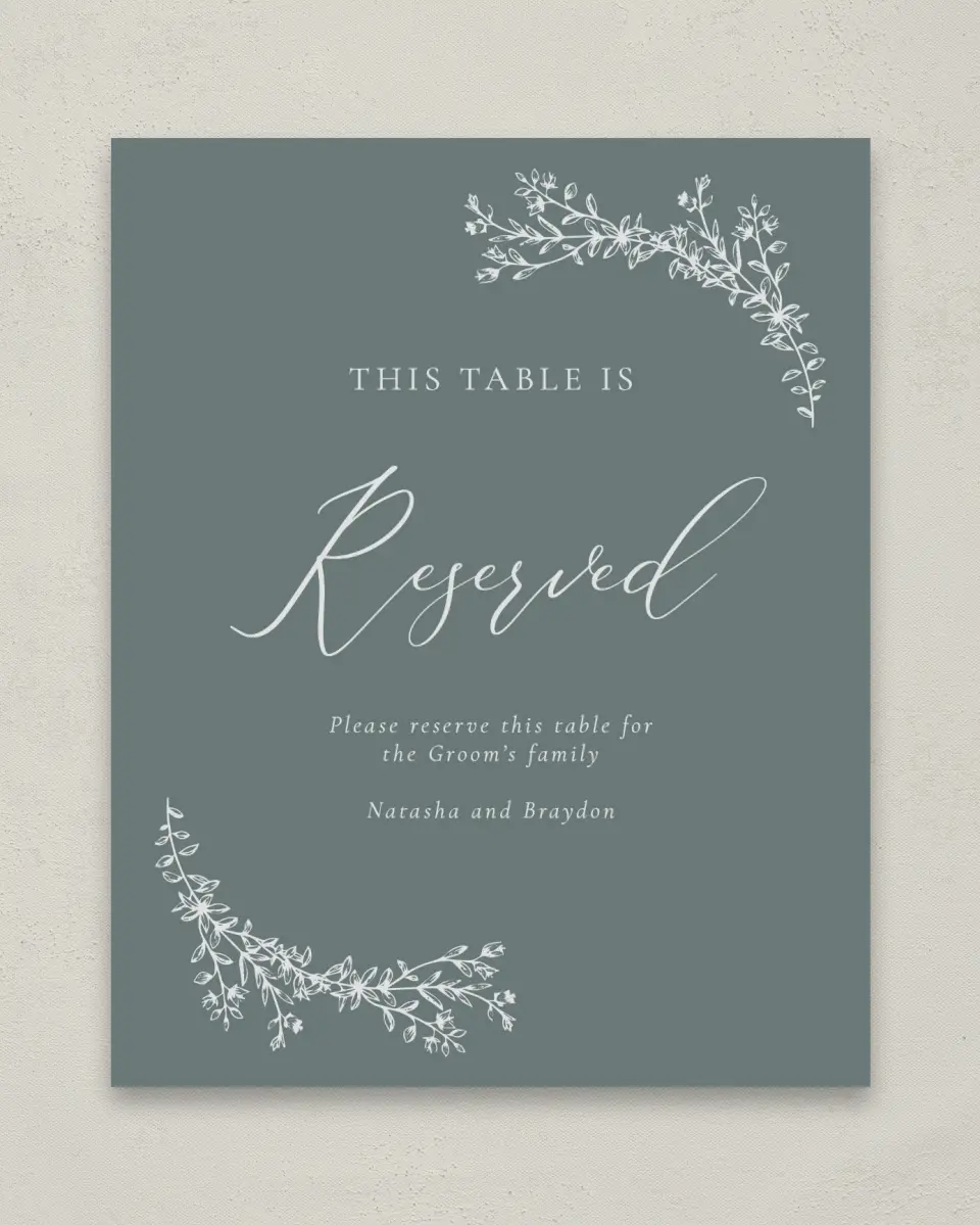 This is a 8" x 10" Reserved Seating Sign called Timeless Order printed in full color