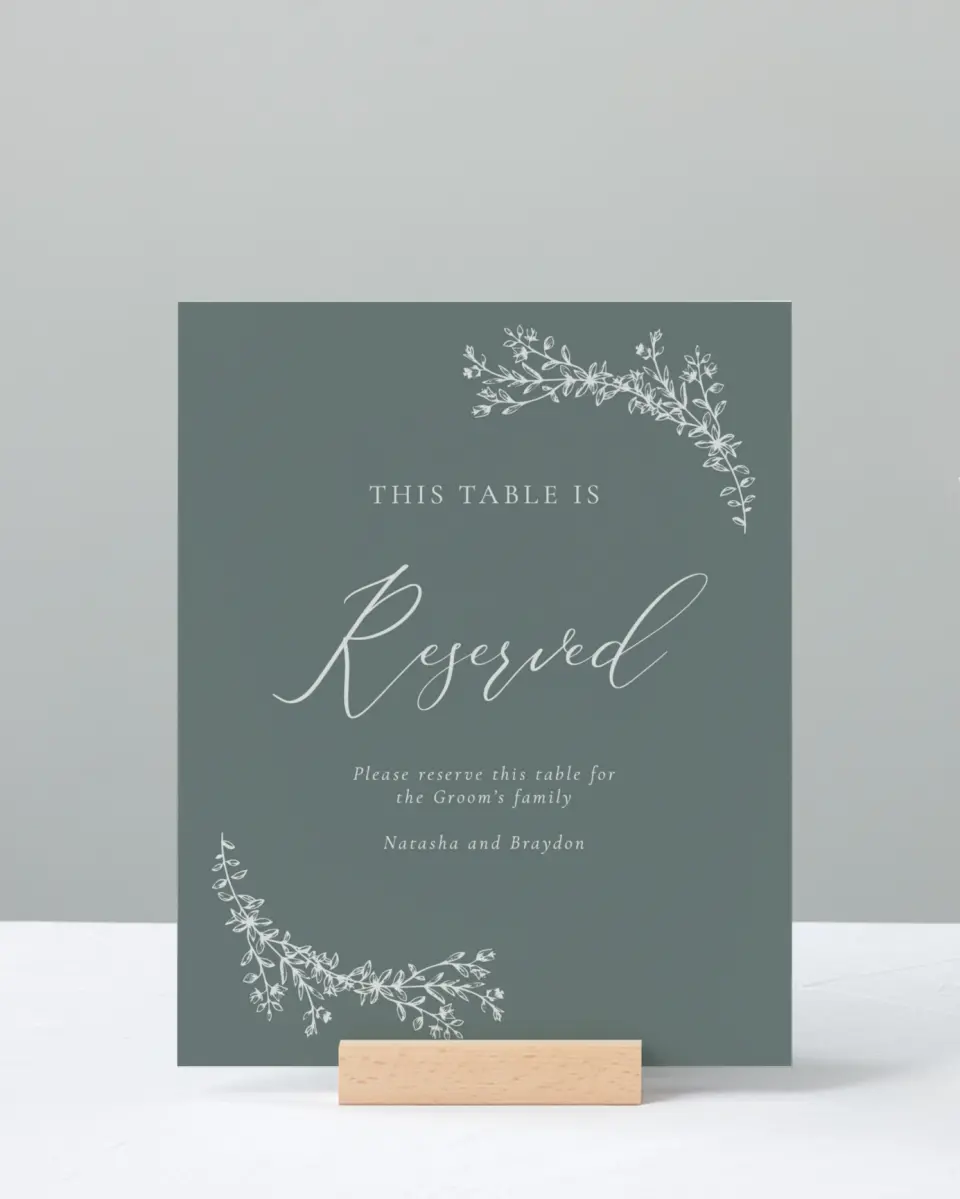 This is a 8" x 10" Reserved Seating Sign called Timeless Order printed in full color