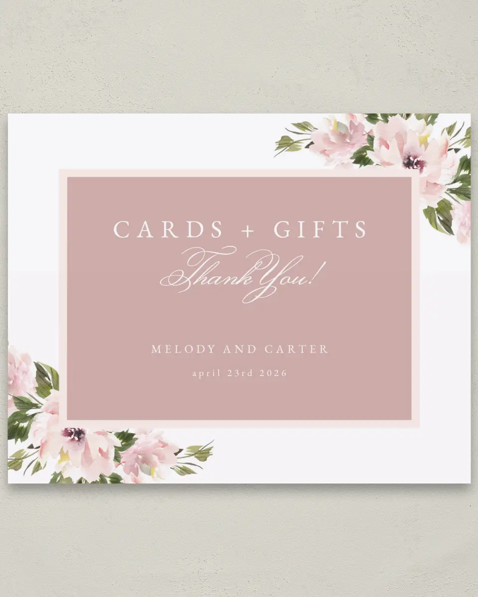 This is a 8" x 10" Cards & Gifts Sign called Sweet Floral printed in full color