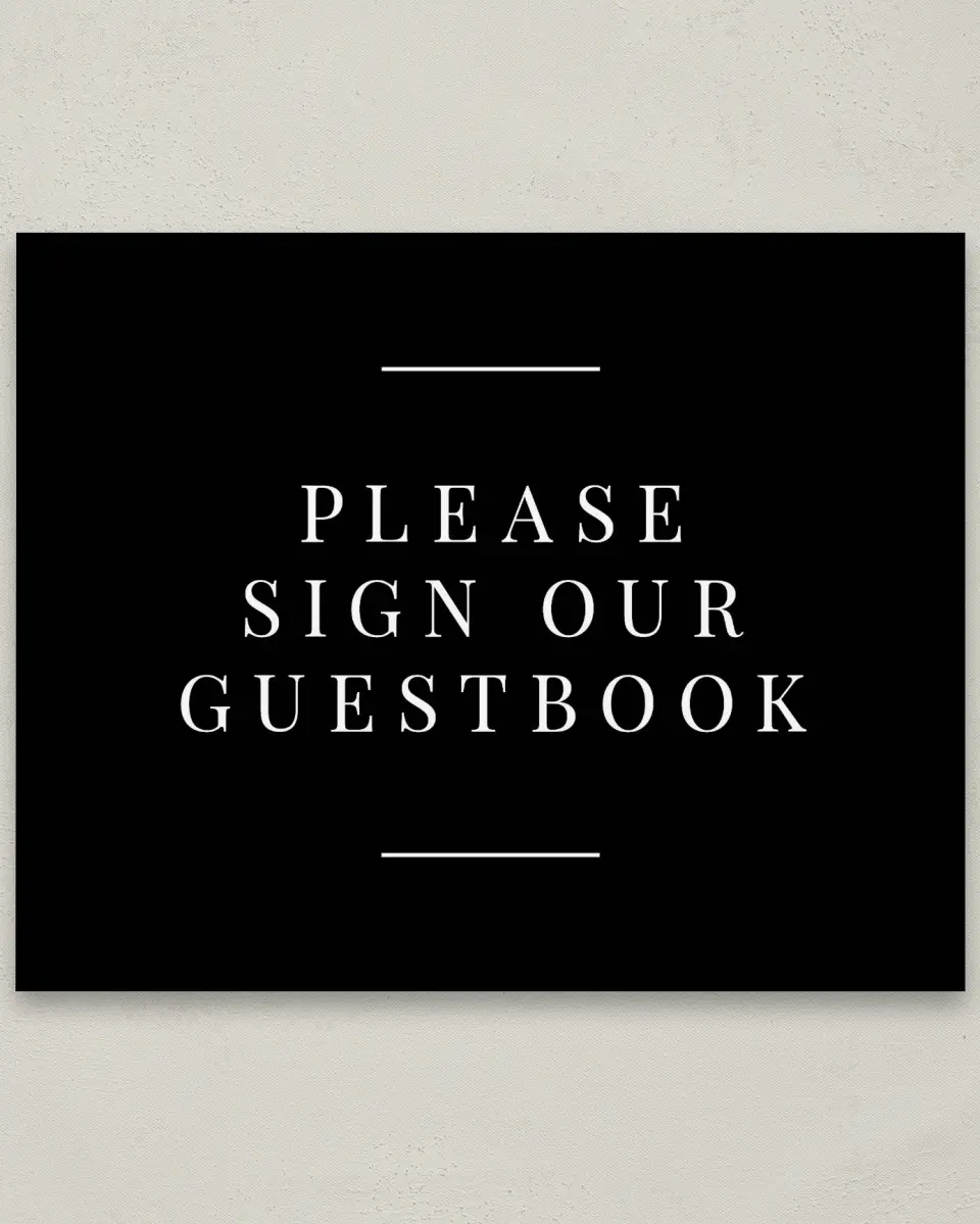 This is a 8" x 10" Guest Book Sign called Pure Devotion printed in full color