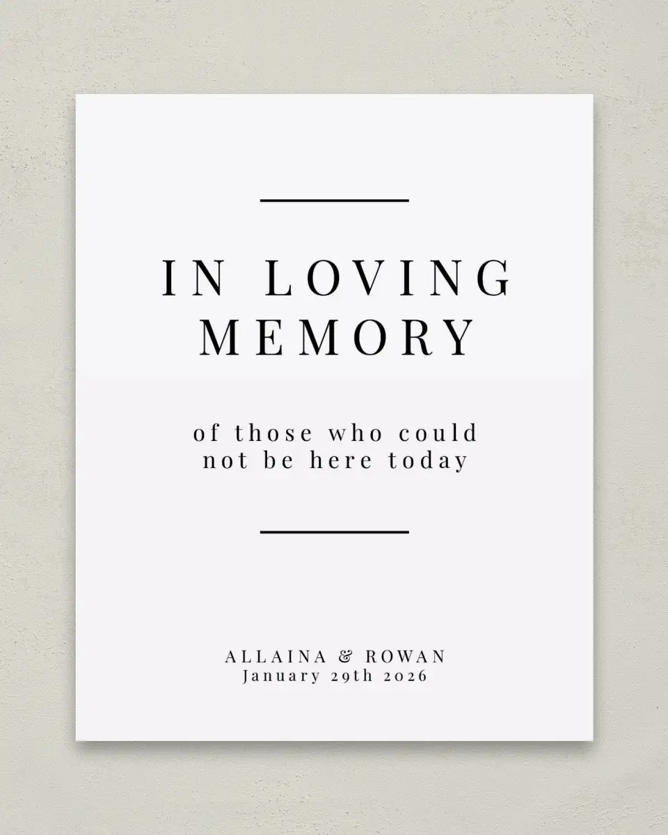 This is a 8" x 10" Loving Memory Sign called Pure Devotion printed in full color