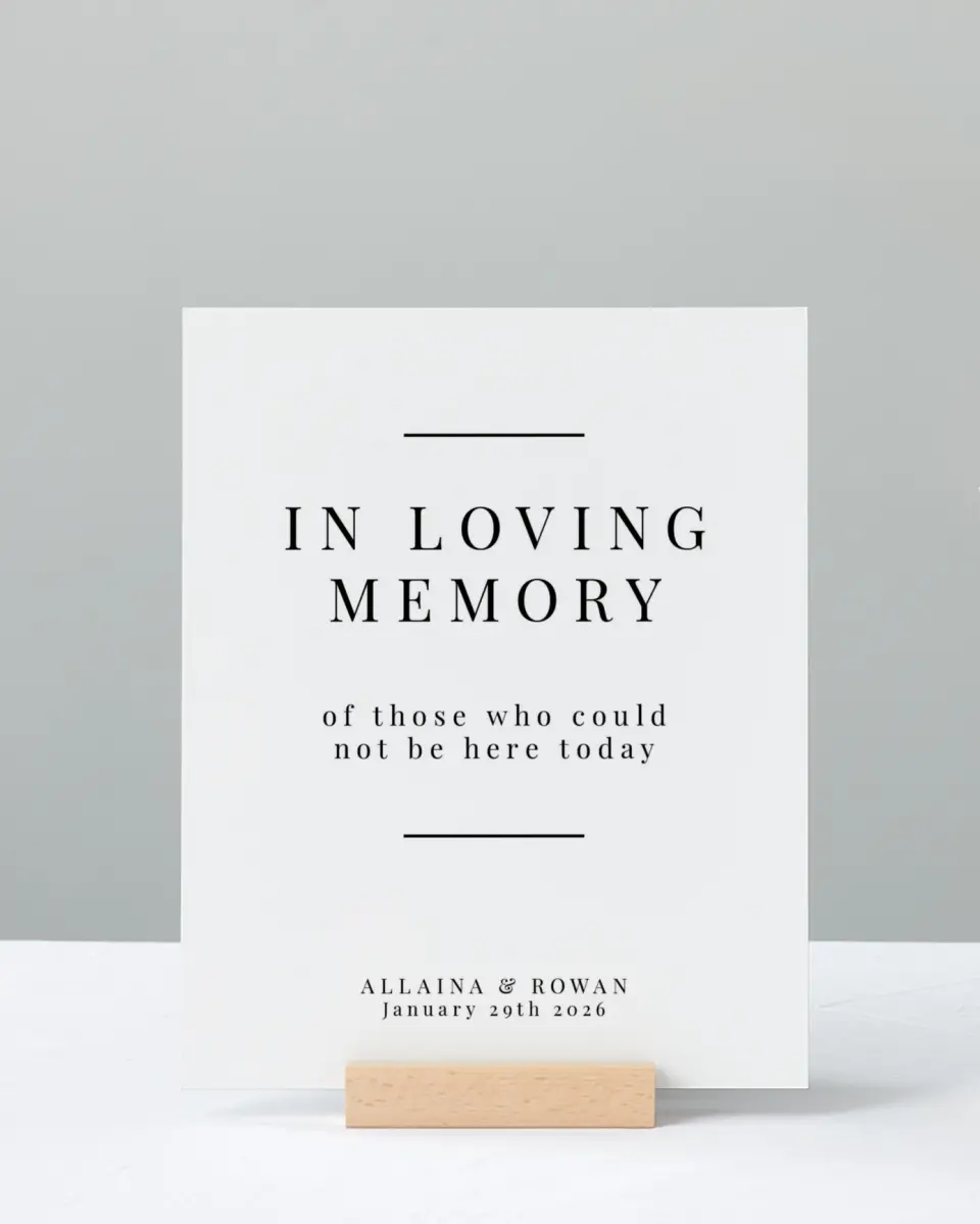 This is a 8" x 10" Loving Memory Sign called Pure Devotion printed in full color