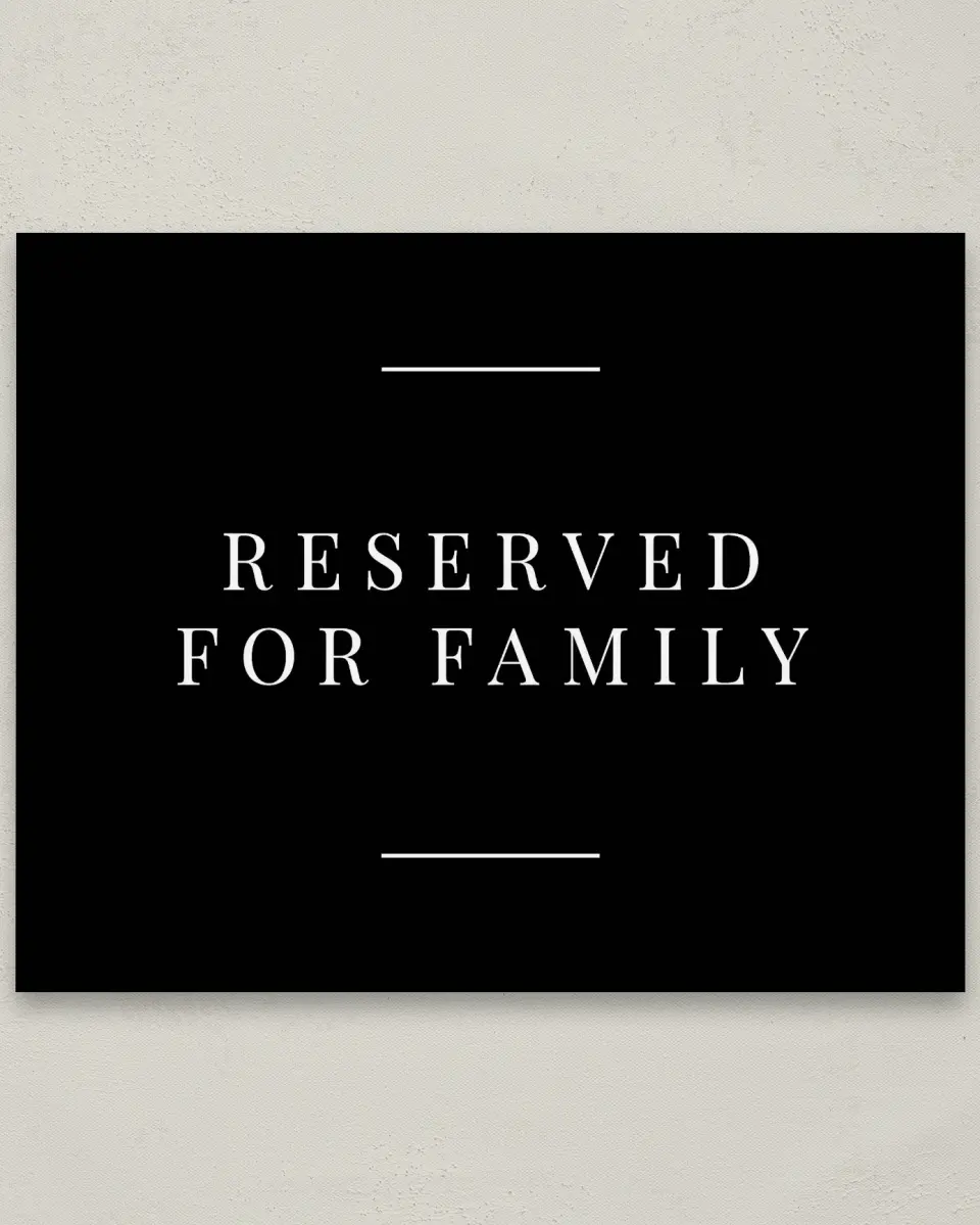 This is a 8" x 10" Reserved Seating Sign called Pure Devotion printed in full color