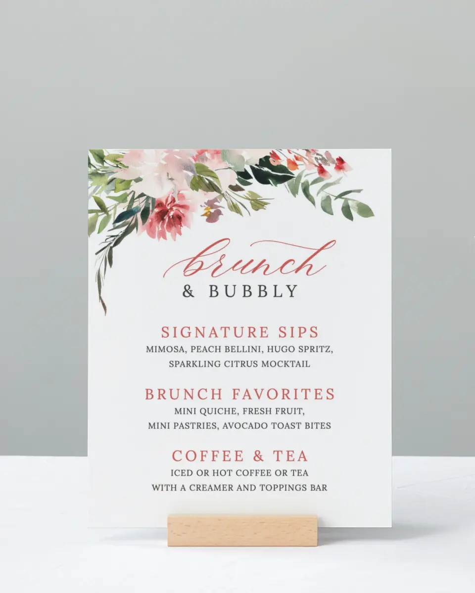 This is a 8" x 10" Bachelorette Party Thank You Card called Blooming Brunch printed in full color