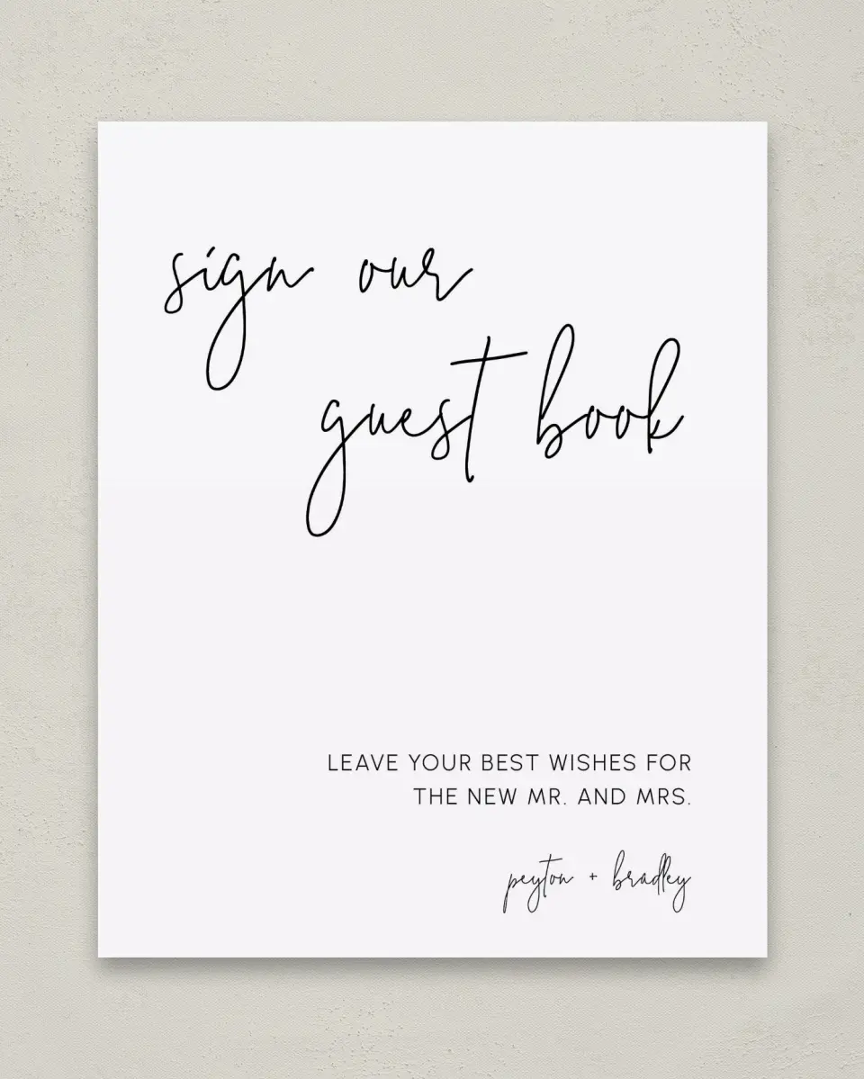 This is a 8" x 10" Guest Book Sign called Mod Aesthetic printed in full color