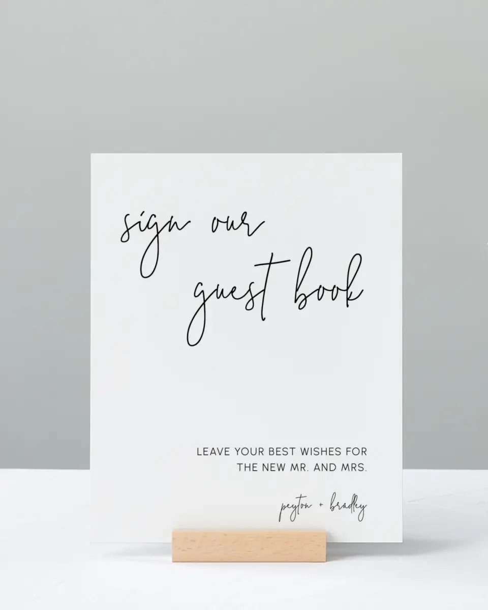 This is a 8" x 10" Guest Book Sign called Mod Aesthetic printed in full color