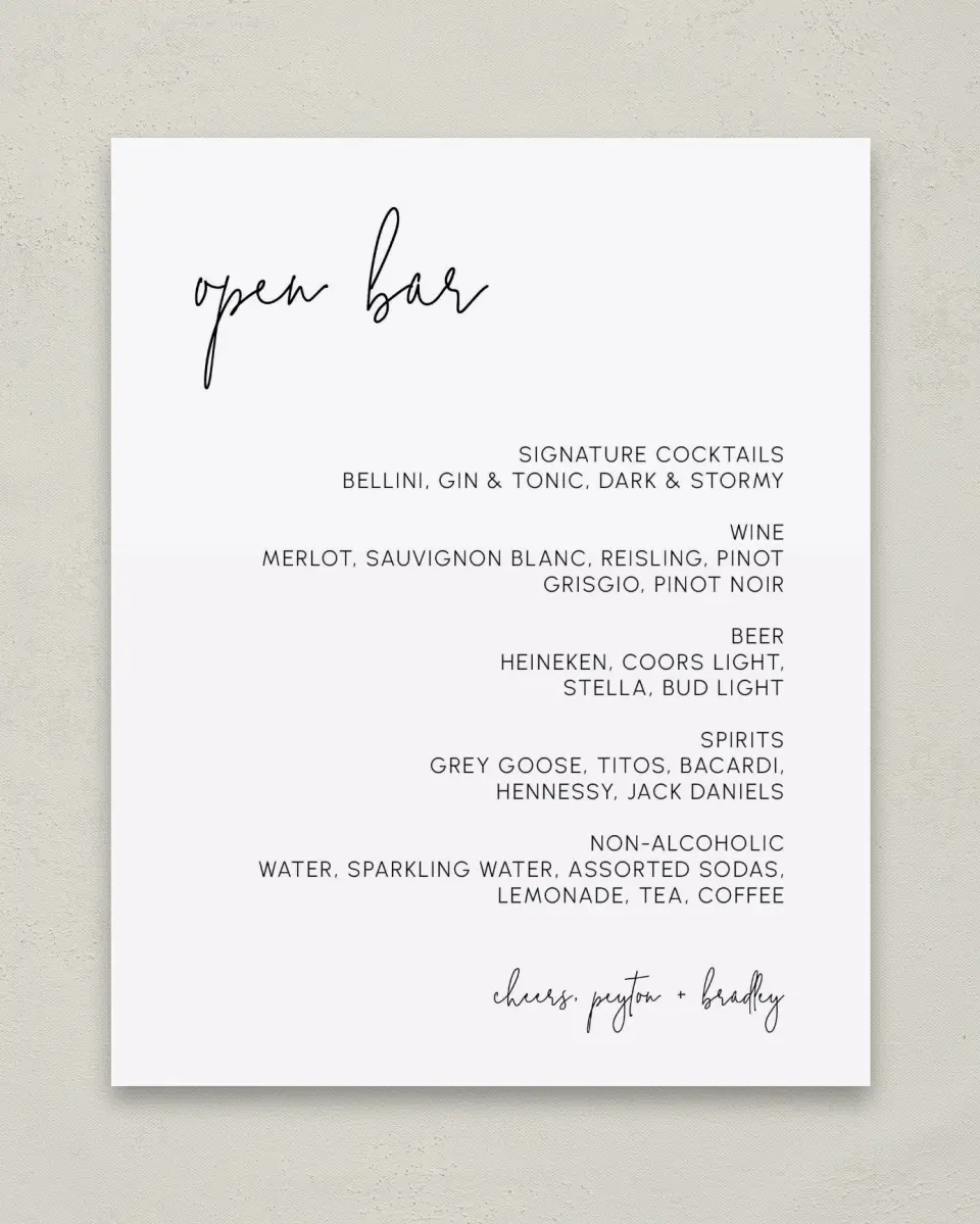This is a 8" x 10" Menu Sign called Mod Aesthetic printed in full color with Rose Gold foil