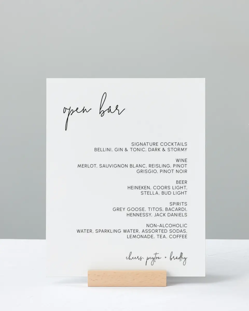 This is a 8" x 10" Menu Sign called Mod Aesthetic printed in full color with Silver foil