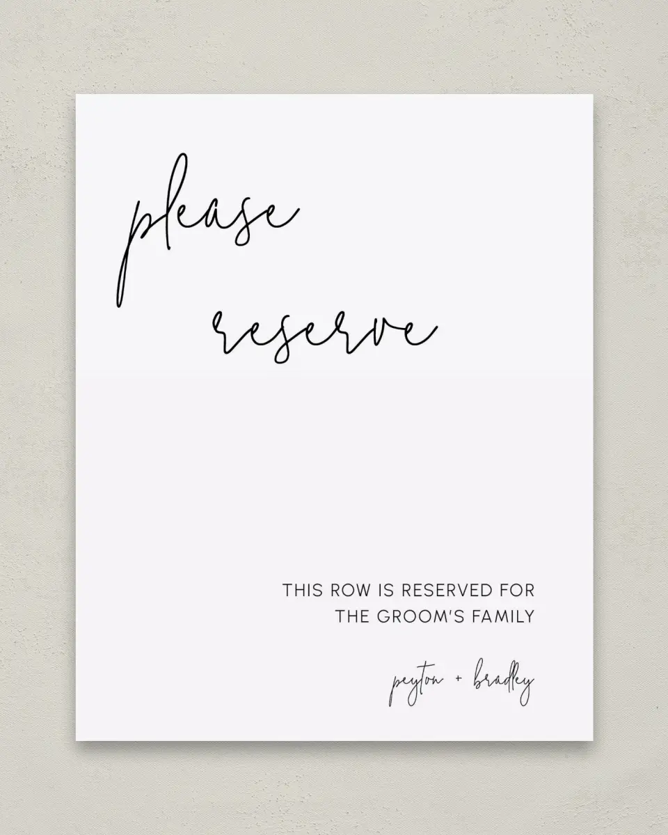 This is a 8" x 10" Reserved Seating Sign called Mod Aesthetic printed in full color