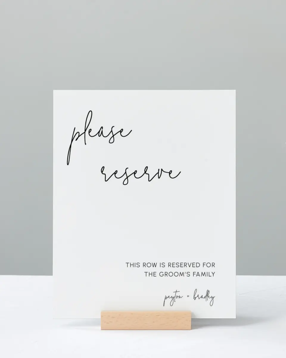 This is a 8" x 10" Reserved Seating Sign called Mod Aesthetic printed in full color