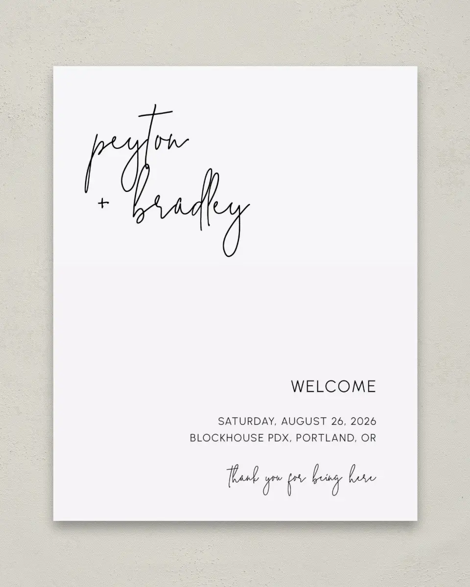 This is a 8" x 10" Welcome Sign called Mod Aesthetic printed in full color with Silver foil