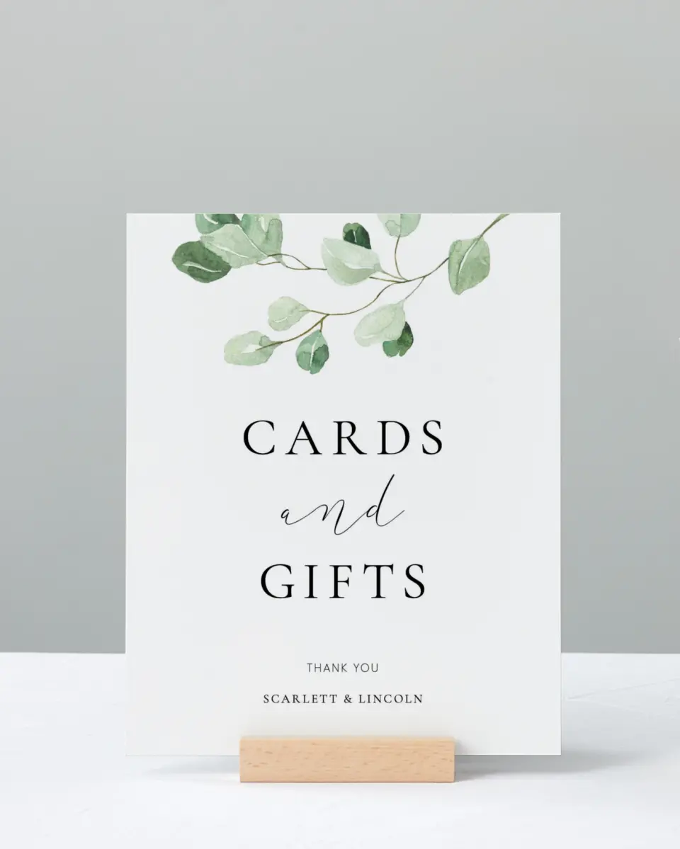 This is a 8" x 10" Cards & Gifts Sign called Sweet Greenery printed in full color
