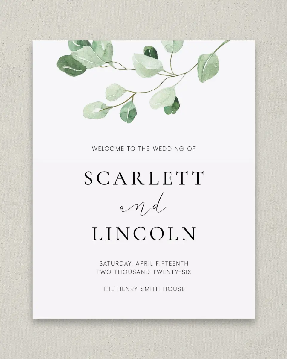 This is a 8" x 10" Welcome Sign called Sweet Greenery printed in full color