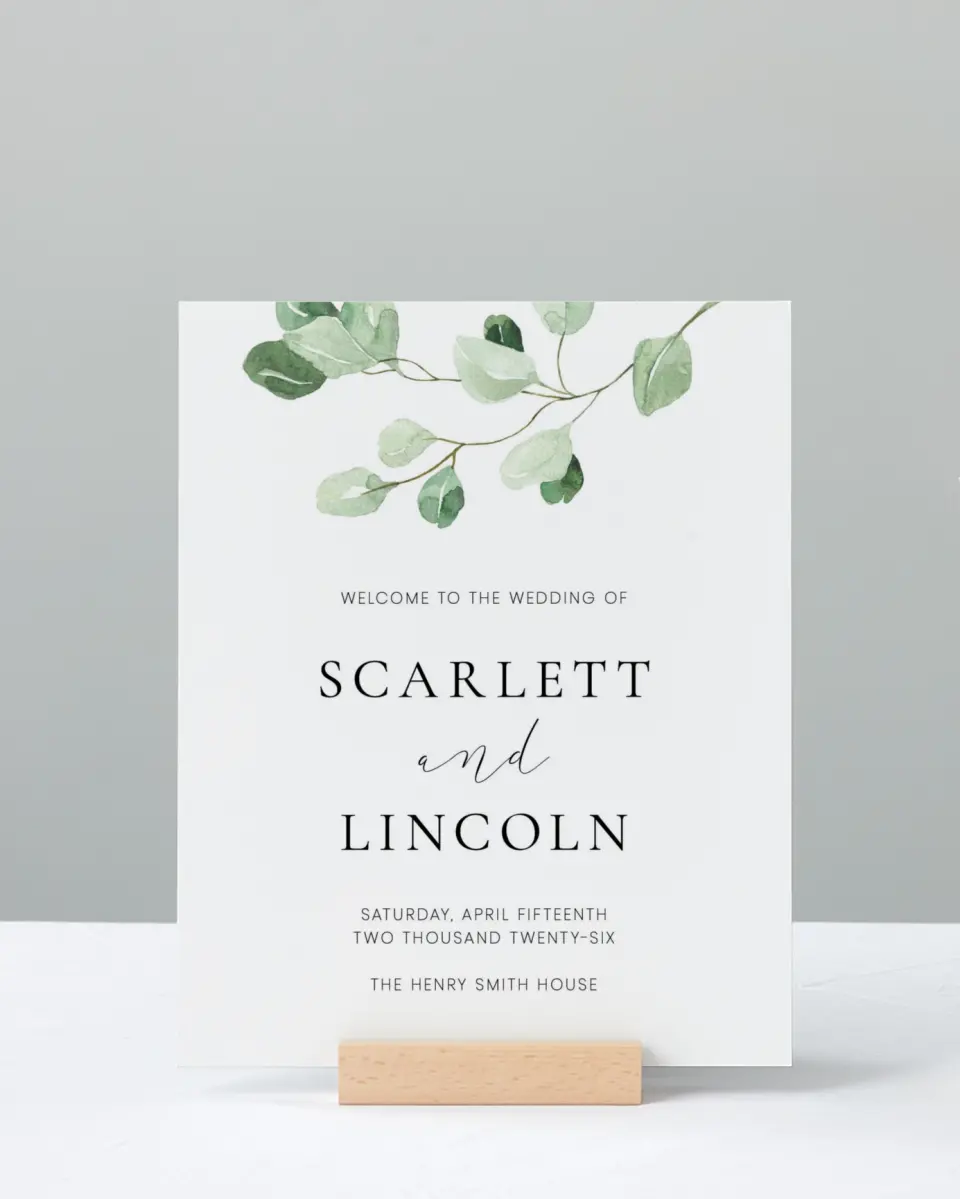This is a 8" x 10" Welcome Sign called Sweet Greenery printed in full color