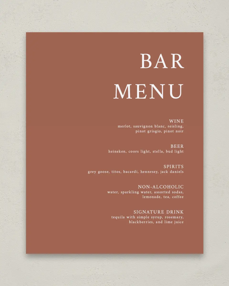 This is a 8" x 10" Menu Sign called Timeless Truth printed in full color with Rose Gold foil