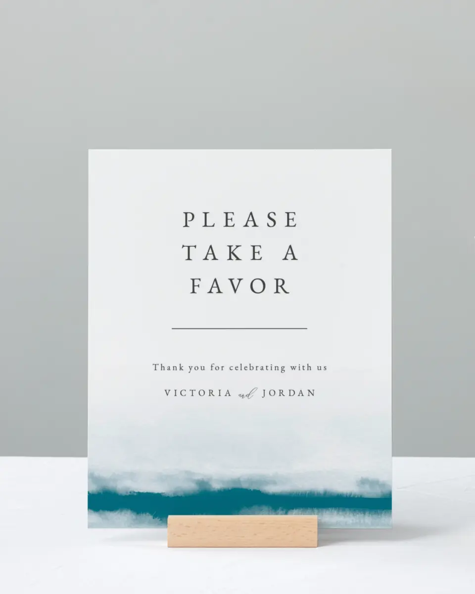 This is a 8" x 10" Favor Sign called Shore Impression printed in full color