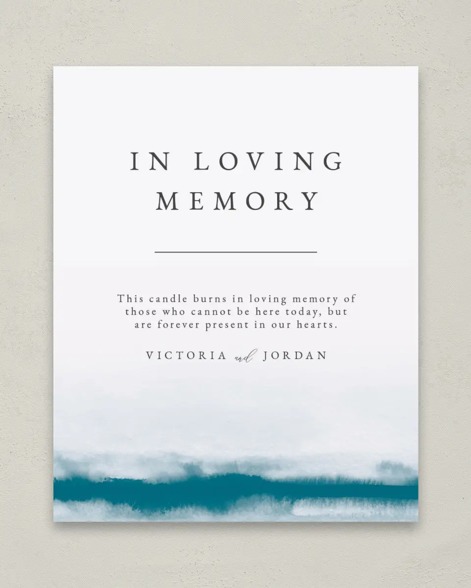 This is a 8" x 10" Loving Memory Sign called Shore Impression printed in full color