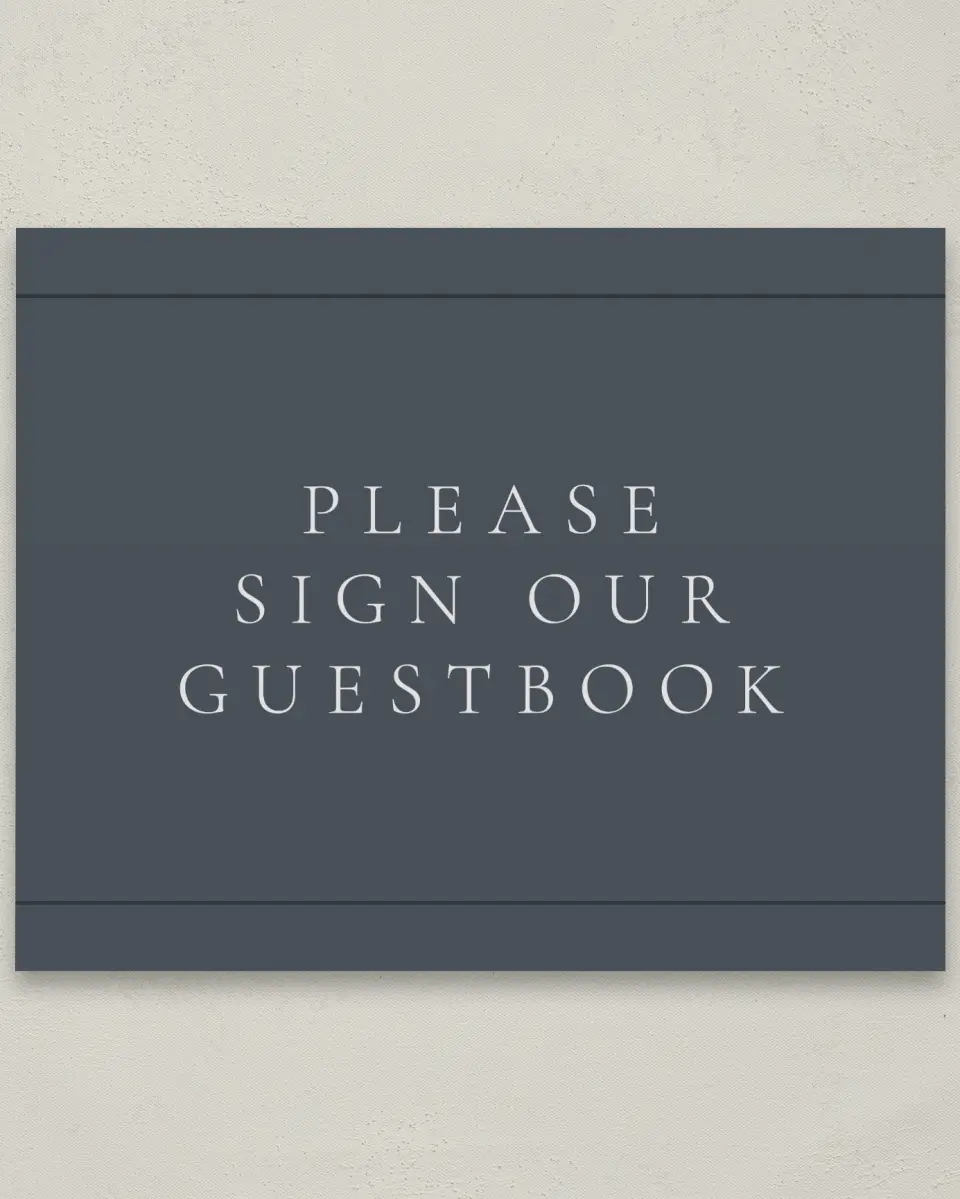 This is a 8" x 10" Guest Book Sign called Subtle Wreath printed in full color