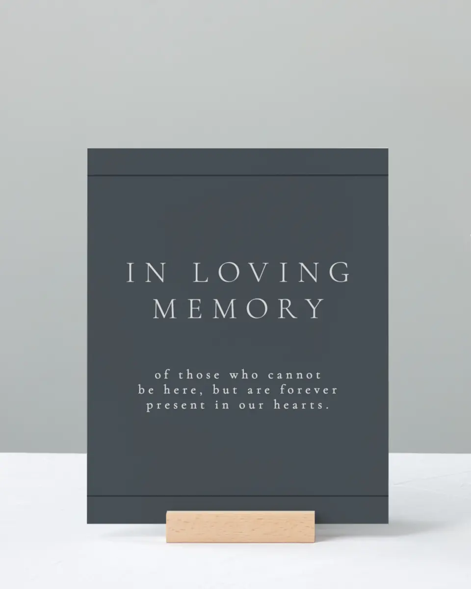 This is a 8" x 10" Loving Memory Sign called Subtle Wreath printed in full color