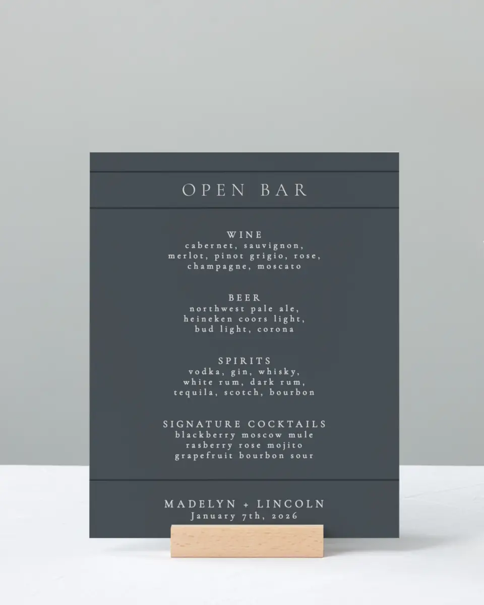 This is a 8" x 10" Menu Sign called Subtle Wreath printed in full color