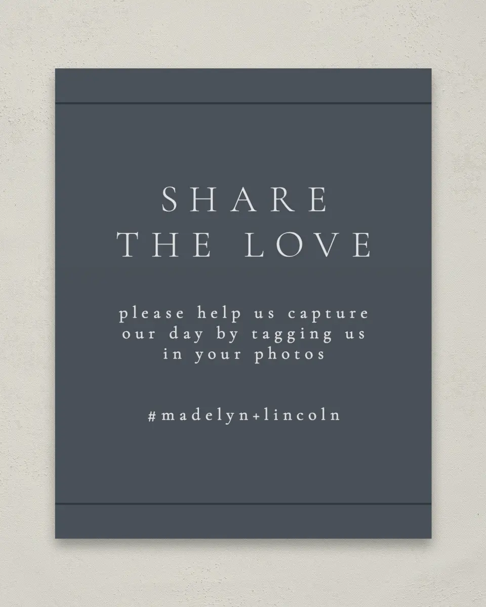 This is a 8" x 10" Share the Love Sign called Subtle Wreath printed in full color with Silver foil