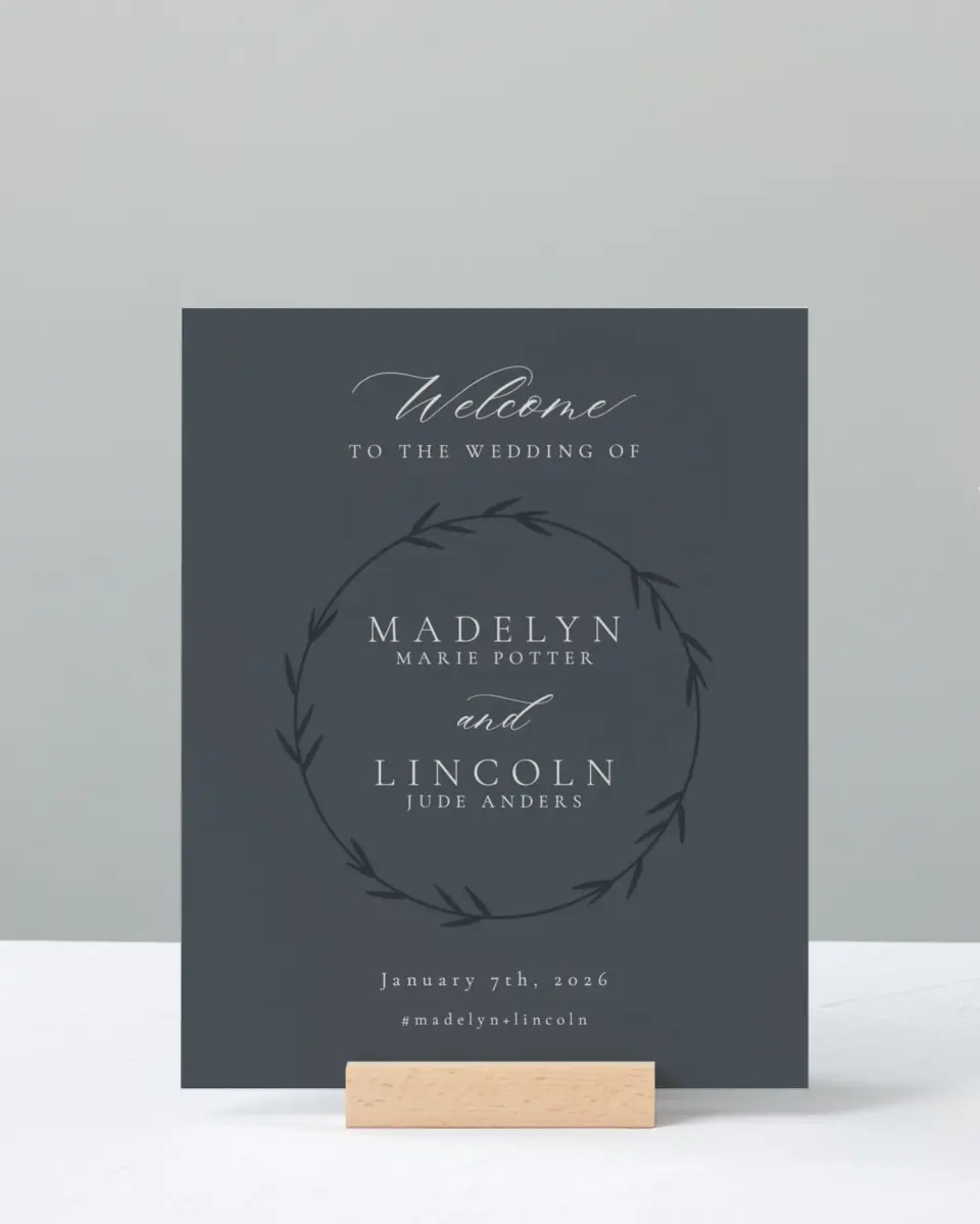 This is a 8" x 10" Welcome Sign called Subtle Wreath printed in full color