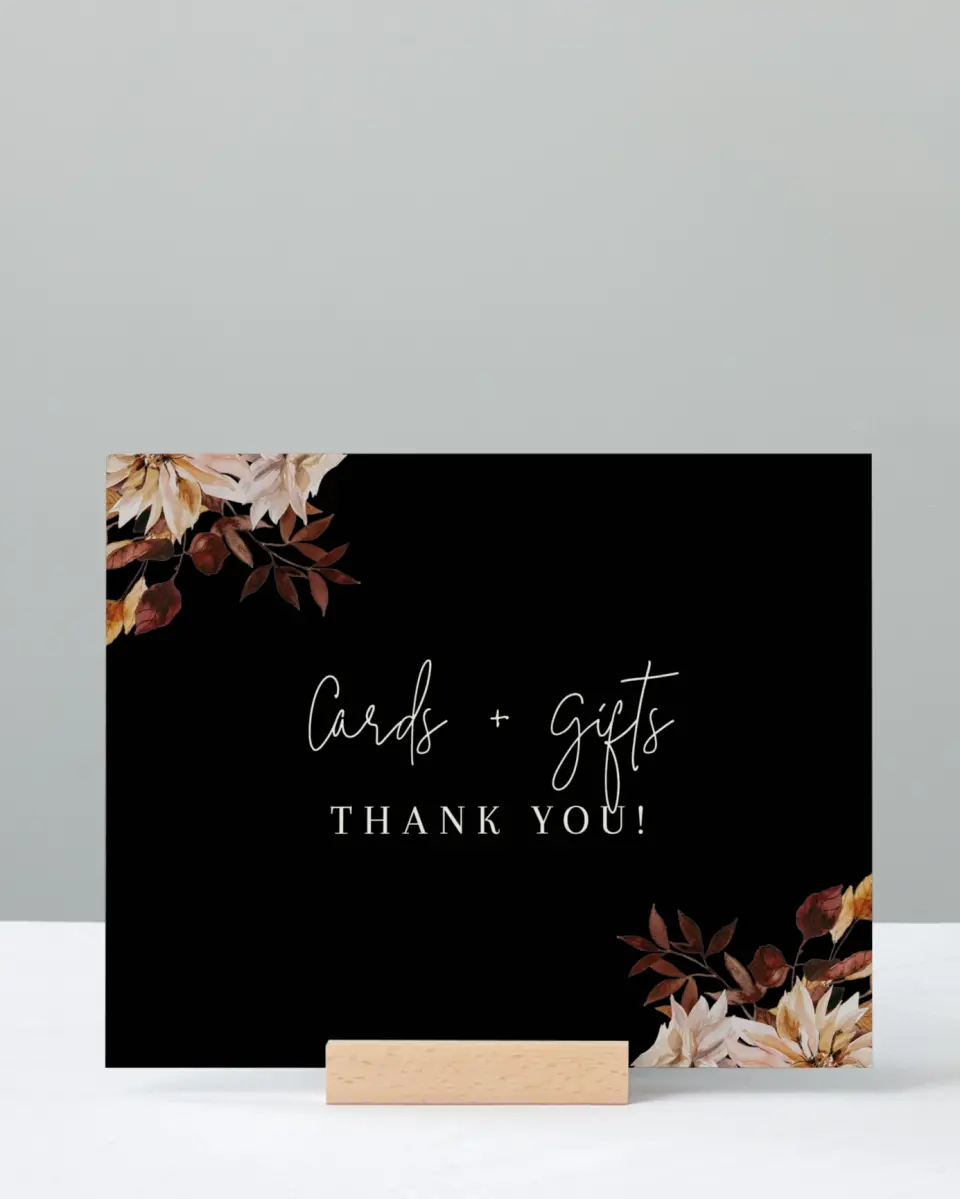 This is a 8" x 10" Cards & Gifts Sign called Country Blooms printed in full color with Gold foil
