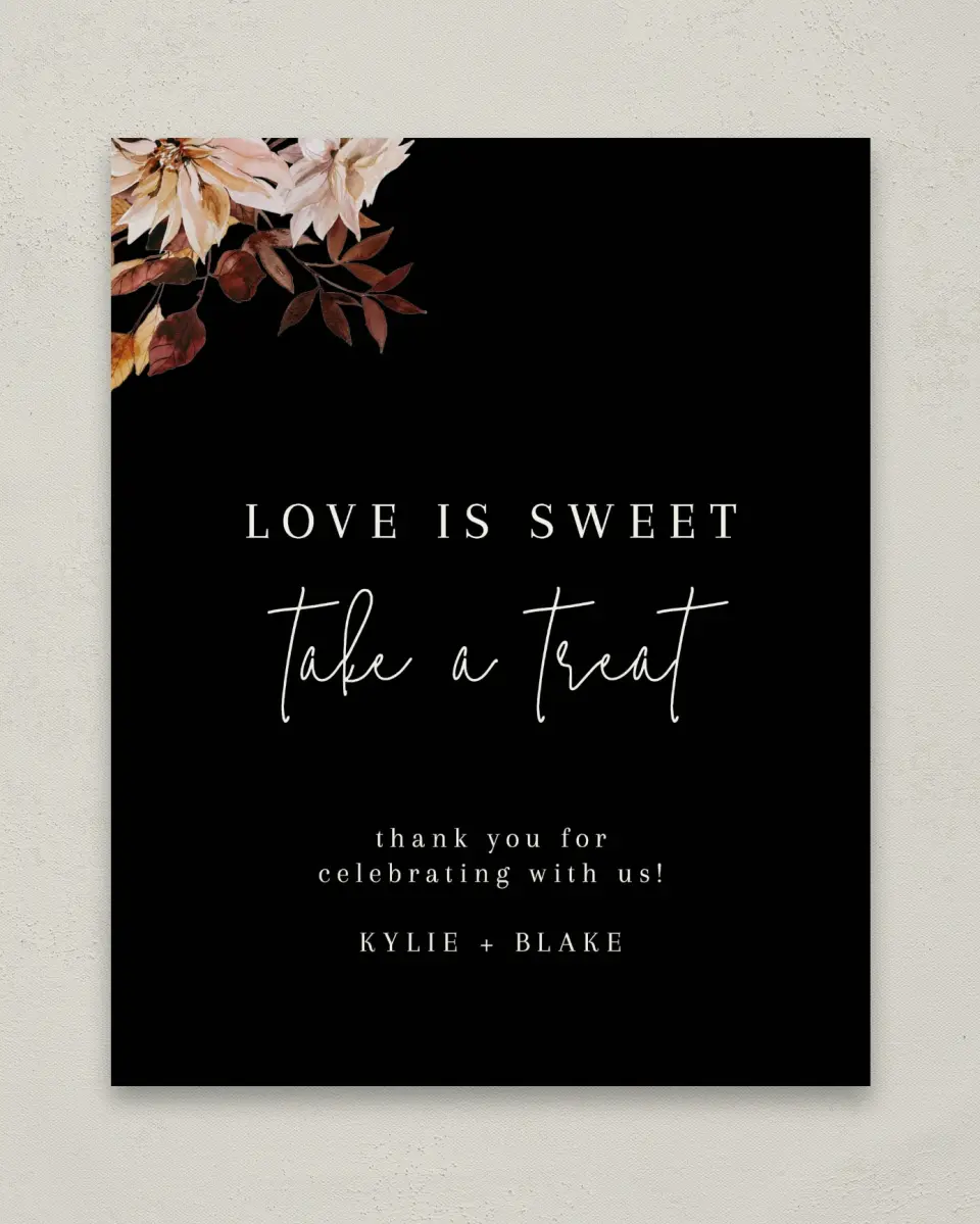 This is a 8" x 10" Favor Sign called Country Blooms printed in full color
