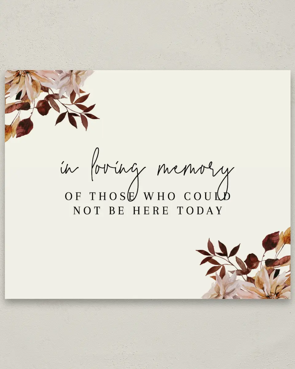 This is a 8" x 10" Loving Memory Sign called Country Blooms printed in full color