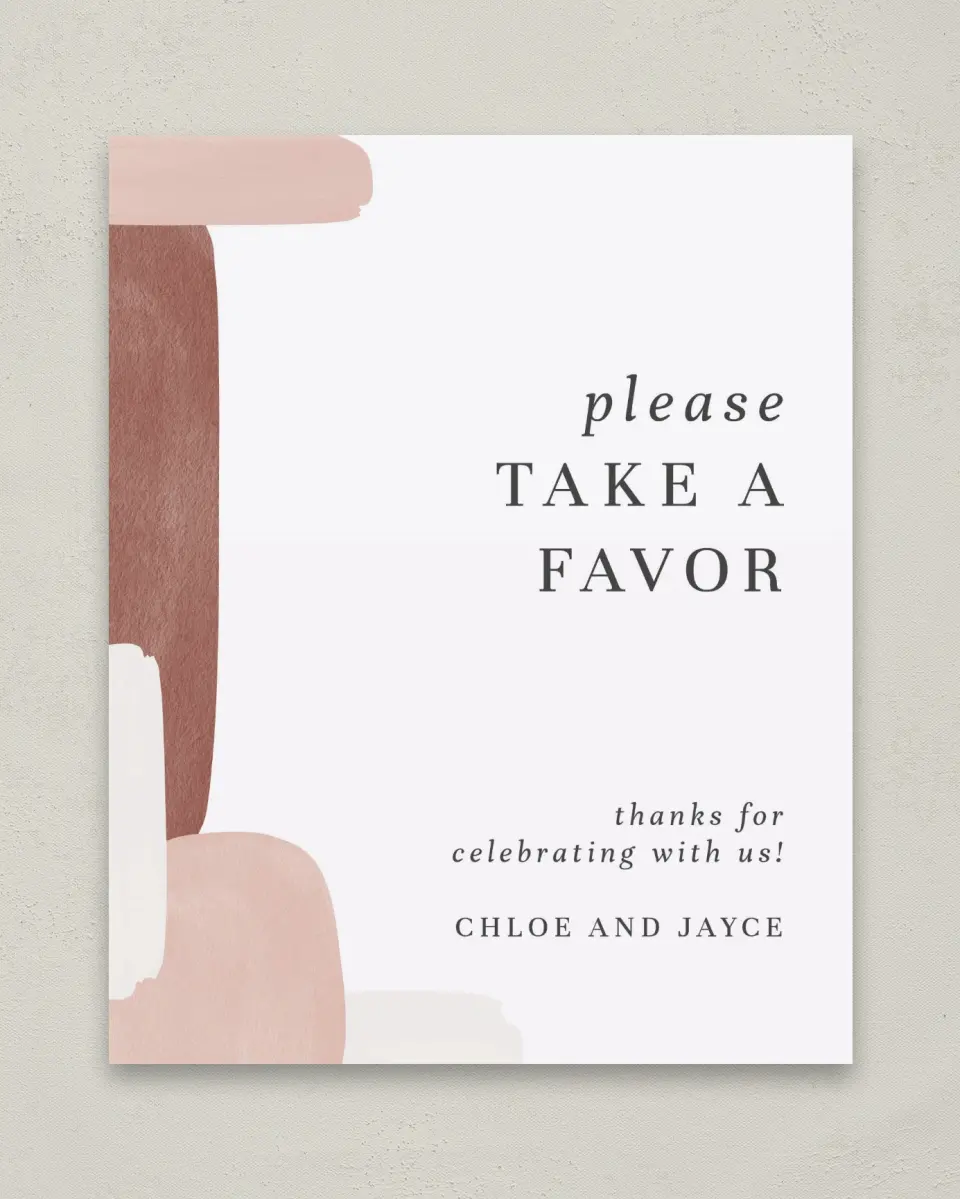 This is a 8" x 10" Favor Sign called Mod Paint printed in full color with Gold foil