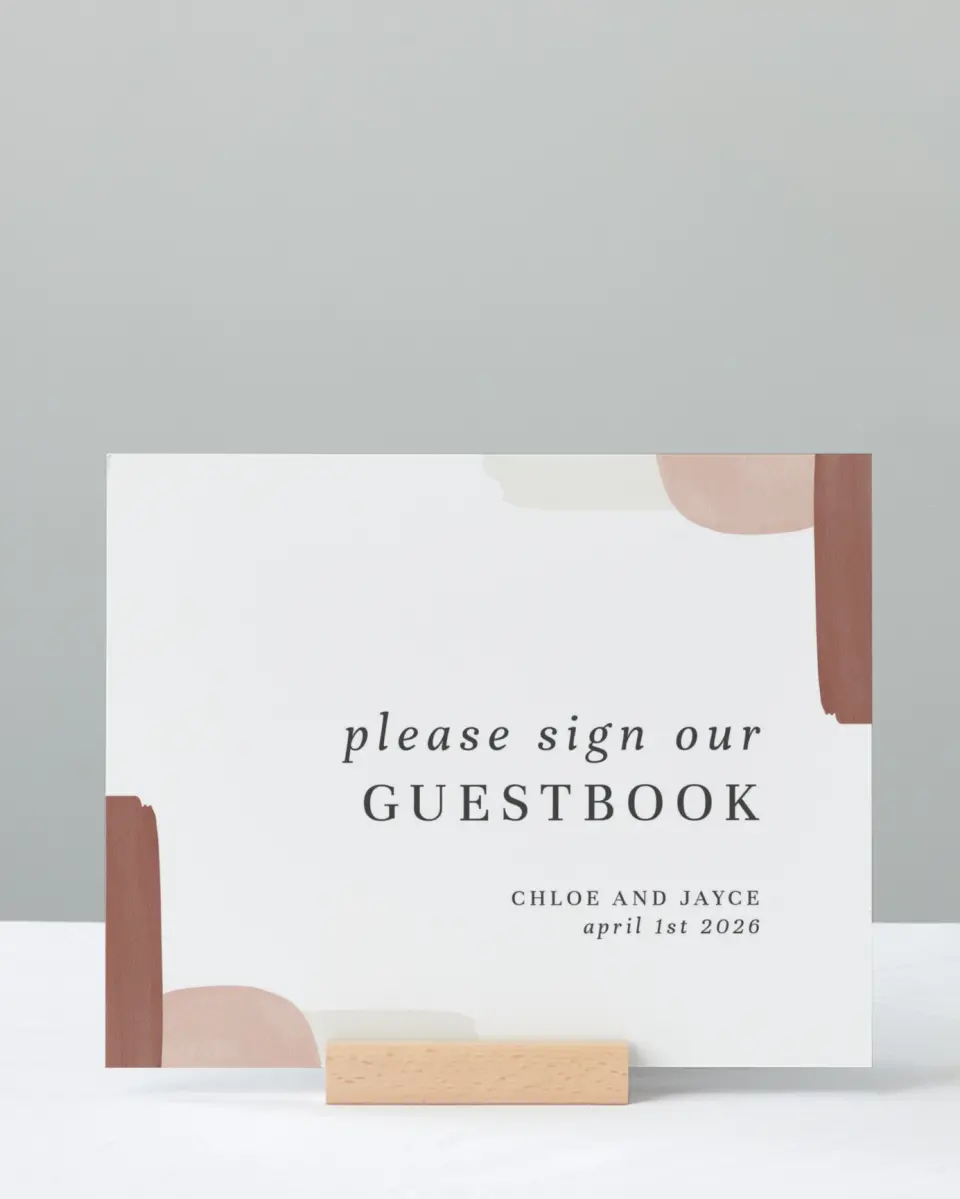 This is a 8" x 10" Guest Book Sign called Mod Paint printed in full color with Silver foil