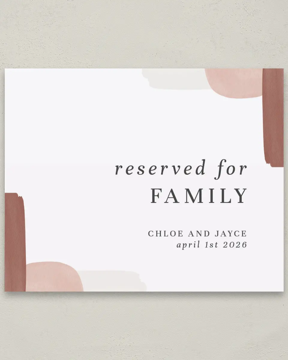 This is a 8" x 10" Reserved Seating Sign called Mod Paint printed in full color