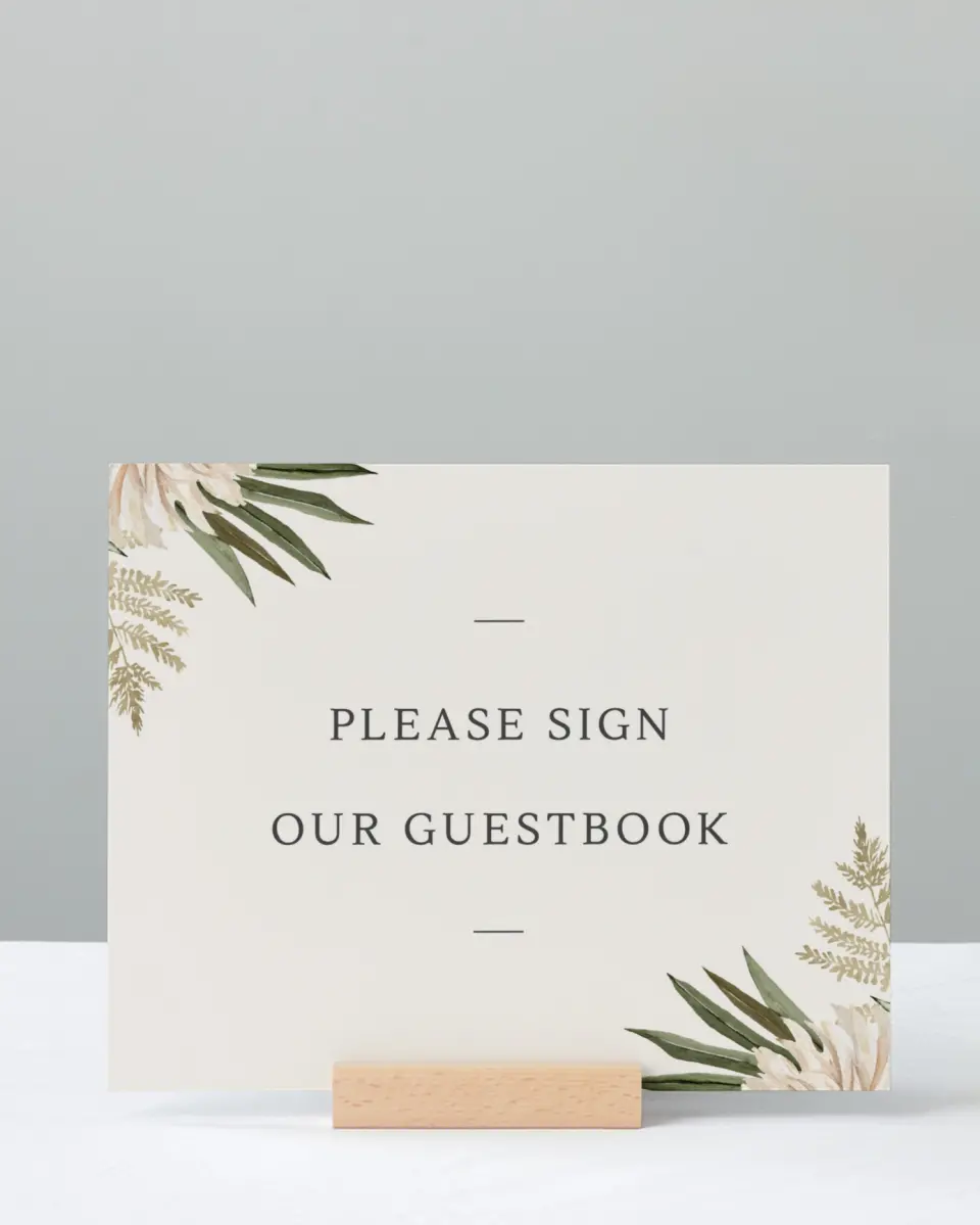This is a 8" x 10" Guest Book Sign called Serene Flora printed in full color