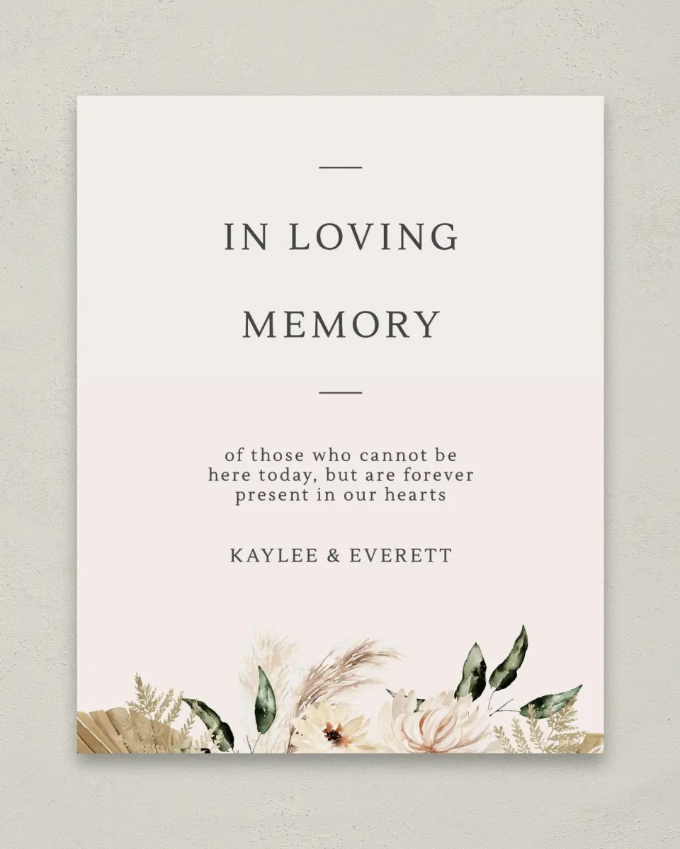 This is a 8" x 10" Loving Memory Sign called Serene Flora printed in full color